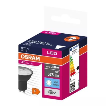 LED Lamp VALUE PAR16 GU10/6,9W/230V 4000K 120° zwart - Osram