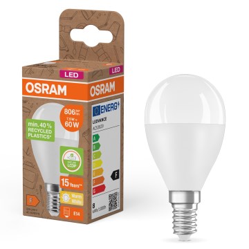 LED-lamp van gerecycled kunststof P45 E14/7,5W/230V 2700K - Osram