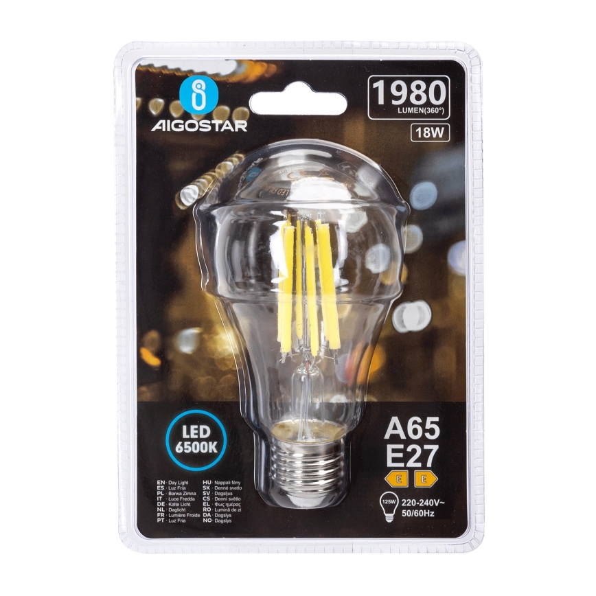 LED-lamp VINTAGE A65 E27/18W/230V 6500K - Aigostar