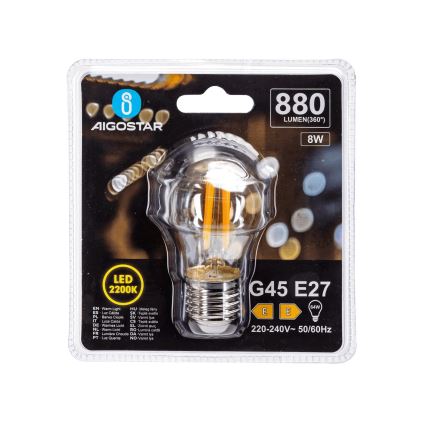 LED-lamp VINTAGE G45 E27/8W/230V 2200K - Aigostar