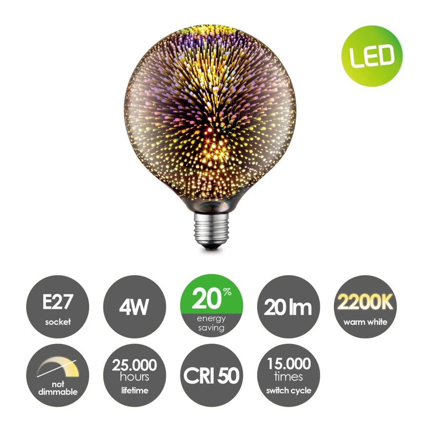LED Lamp VINTAGE GLOBE G125 E27/4W/230V 2200K