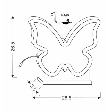 LED Lampe de bureau pour enfants BUTTERFLY LED/14W/230V rose