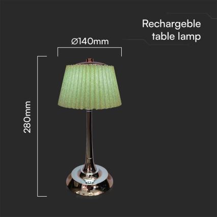 LED Lampe de table tactile rechargeable et à intensité variable LED/1,5W/5V 3000/4000/6000K 1800 mAh vert