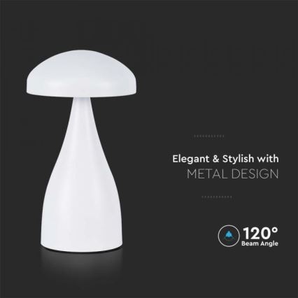 LED Lampe de table tactile rechargeable et à intensité variable LED/1W/5V 3000-6000K 1800 mAh blanc