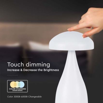 LED Lampe de table tactile rechargeable et à intensité variable LED/1W/5V 3000-6000K 1800 mAh blanc