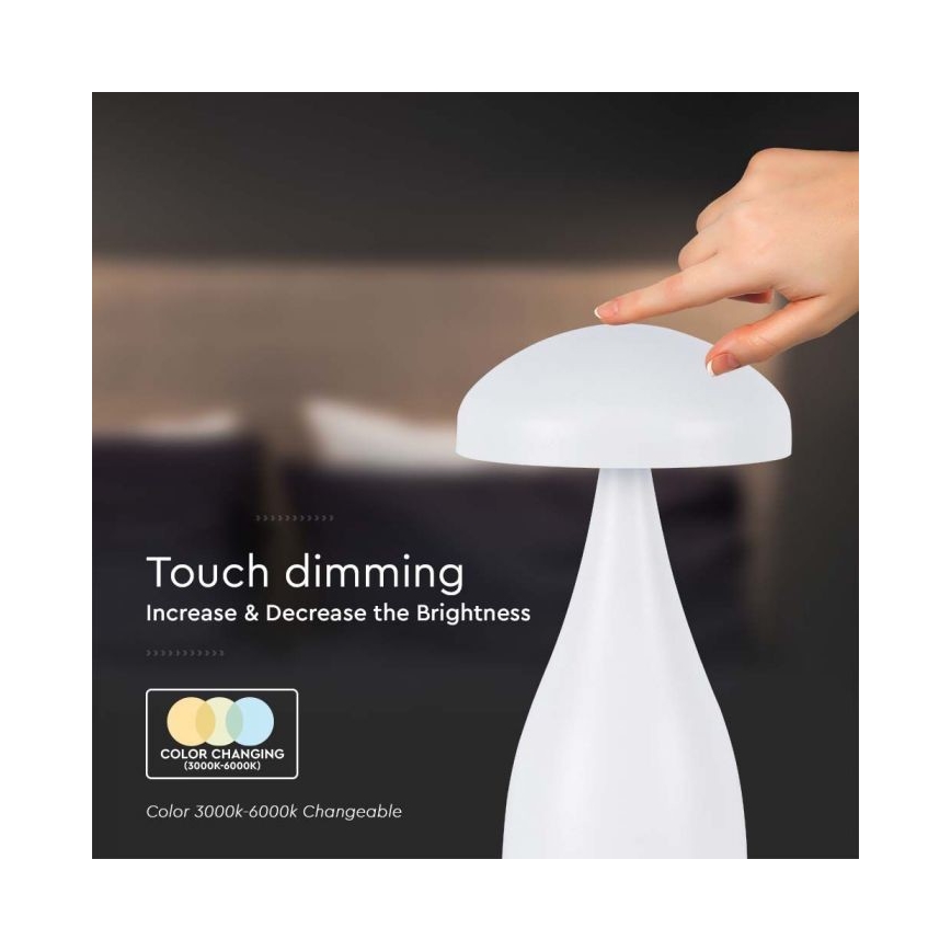 LED Lampe de table tactile rechargeable et à intensité variable LED/1W/5V 3000-6000K 1800 mAh blanc
