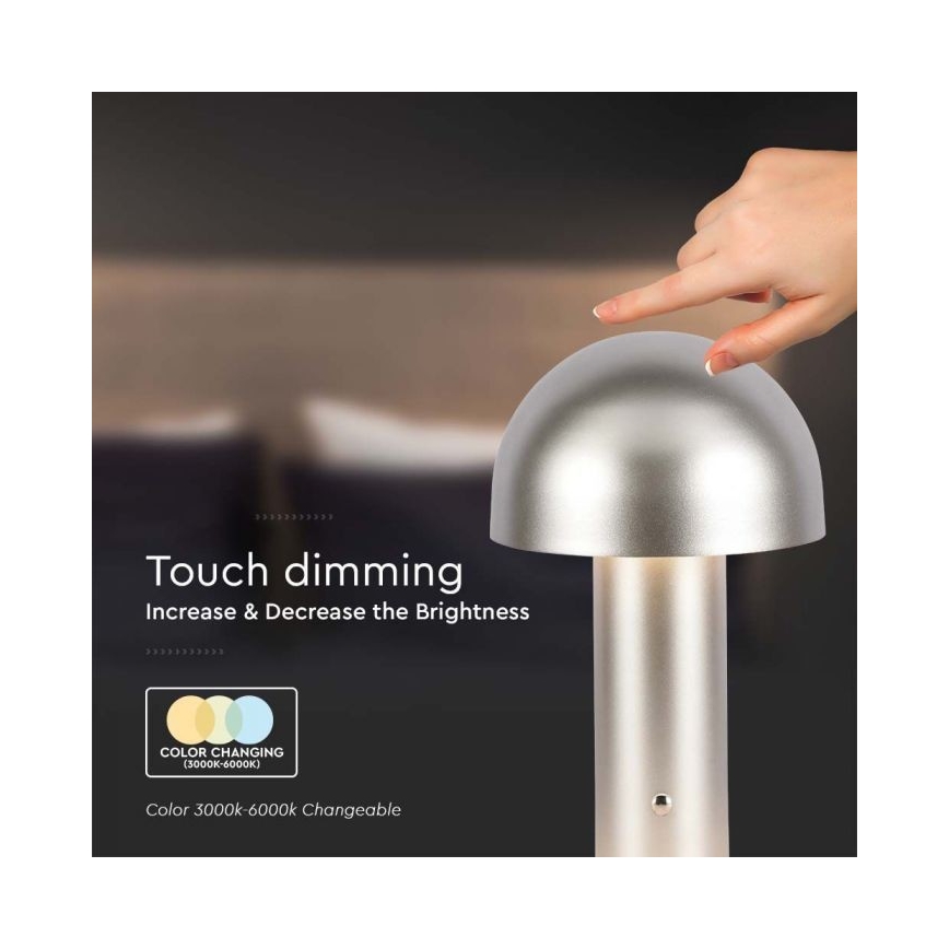 LED Lampe de table tactile rechargeable et à intensité variable LED/1W/5V 3000-6000K 1800 mAh doré