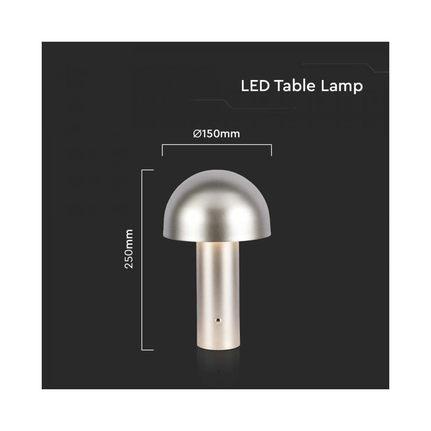 LED Lampe de table tactile rechargeable et à intensité variable LED/1W/5V 3000-6000K 1800 mAh doré
