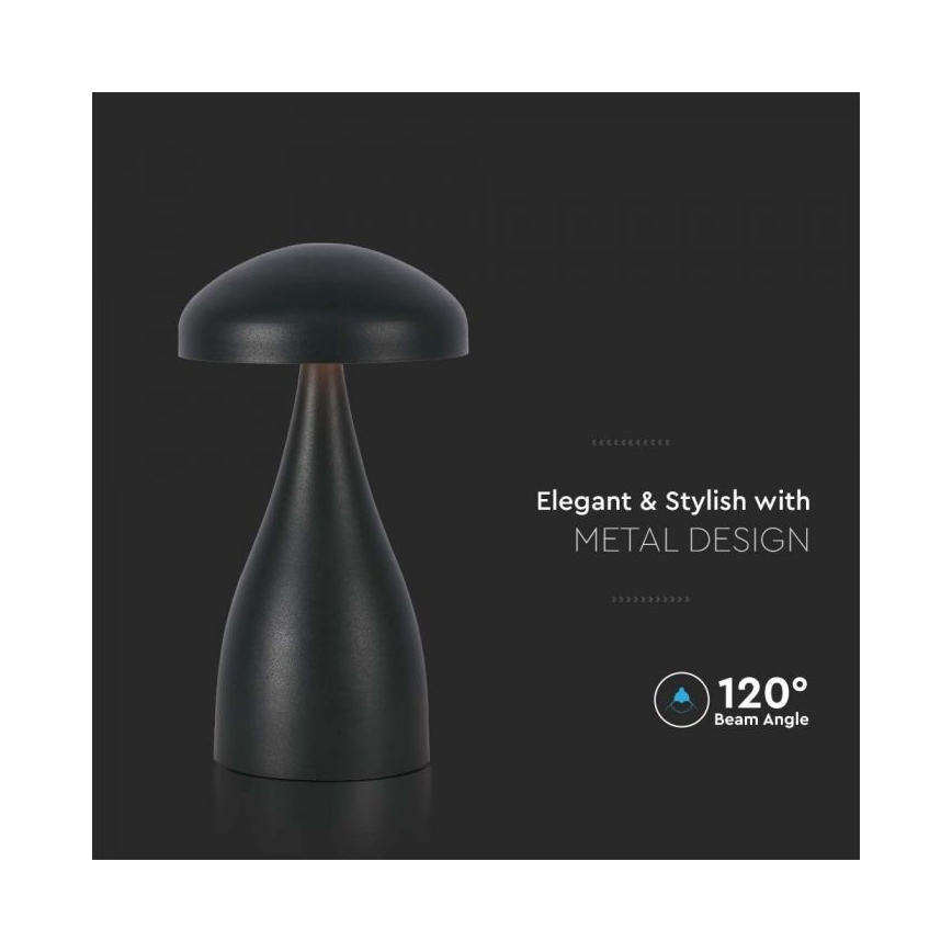 LED Lampe de table tactile rechargeable et à intensité variable LED/1W/5V 3000-6000K 1800 mAh noir