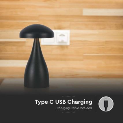 LED Lampe de table tactile rechargeable et à intensité variable LED/1W/5V 3000-6000K 1800 mAh noir