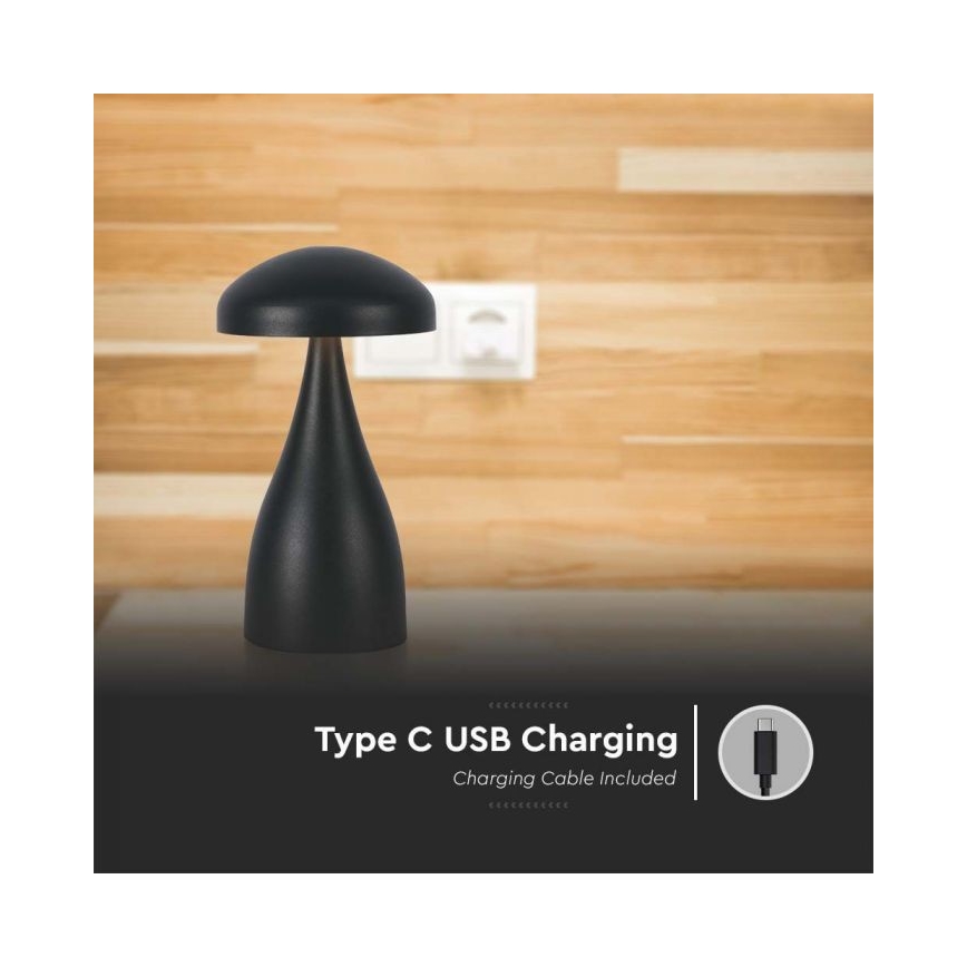 LED Lampe de table tactile rechargeable et à intensité variable LED/1W/5V 3000-6000K 1800 mAh noir