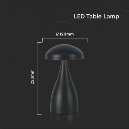LED Lampe de table tactile rechargeable et à intensité variable LED/1W/5V 3000-6000K 1800 mAh noir