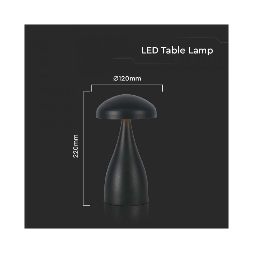 LED Lampe de table tactile rechargeable et à intensité variable LED/1W/5V 3000-6000K 1800 mAh noir