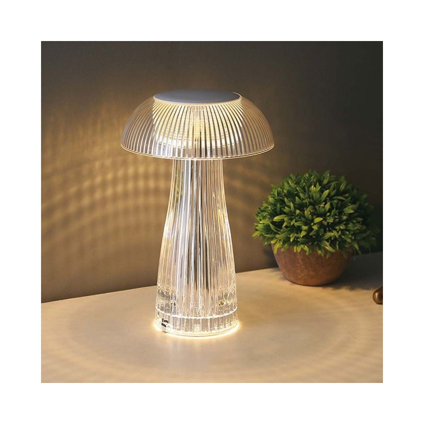 LED Lampe de table tactile rechargeable et à intensité variable LED/1W/5V 3000-6000K 1800 mAh transparent