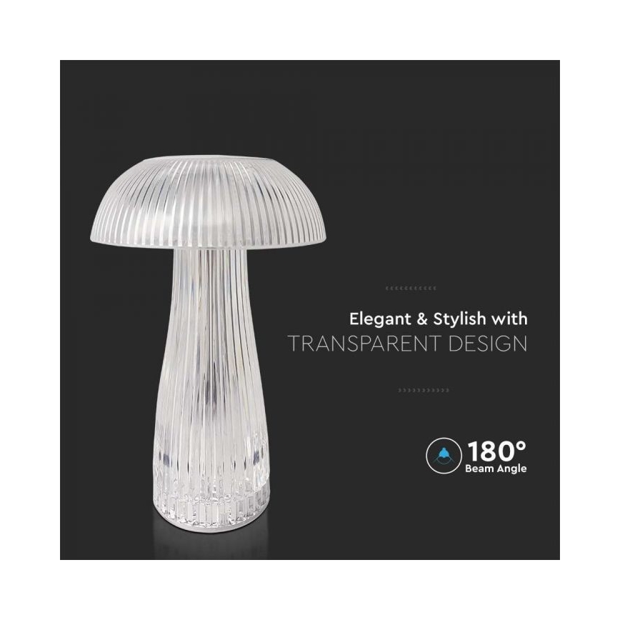 LED Lampe de table tactile rechargeable et à intensité variable LED/1W/5V 3000-6000K 1800 mAh transparent