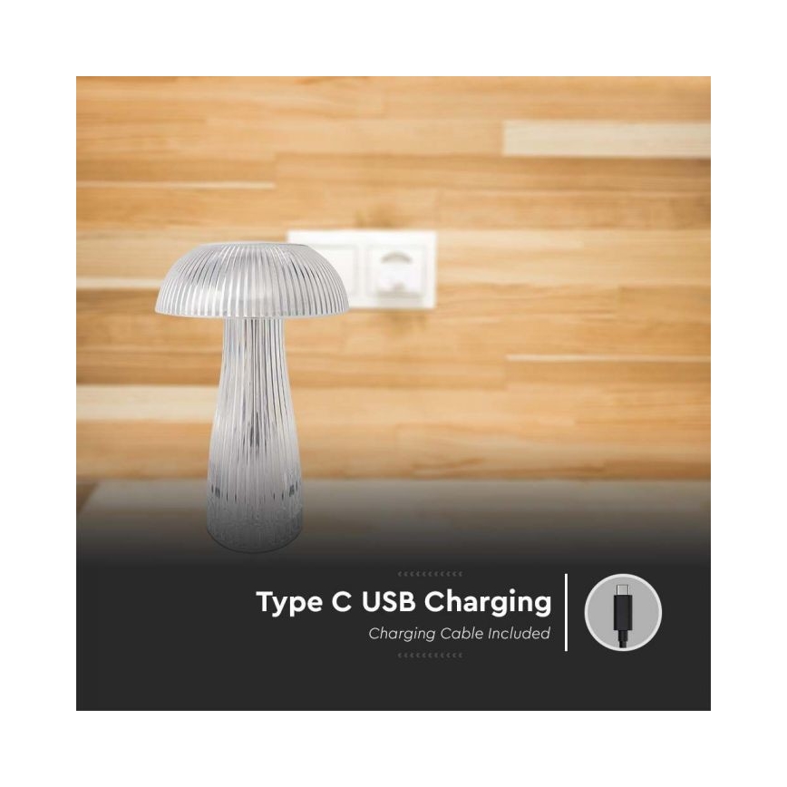 LED Lampe de table tactile rechargeable et à intensité variable LED/1W/5V 3000-6000K 1800 mAh transparent