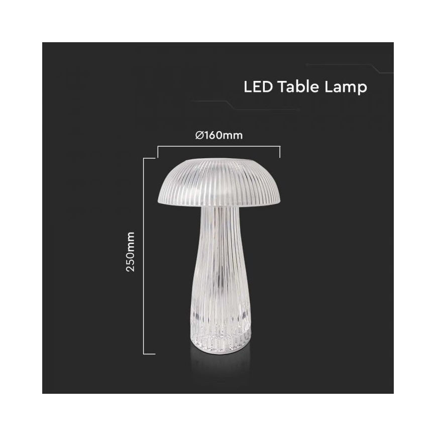 LED Lampe de table tactile rechargeable et à intensité variable LED/1W/5V 3000-6000K 1800 mAh transparent