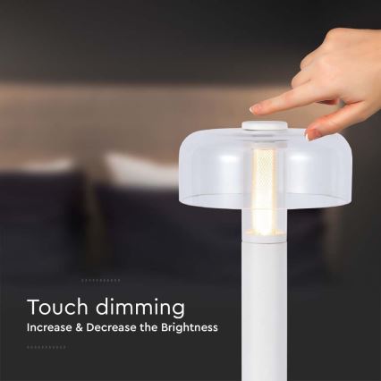 LED Lampe de table tactile rechargeable et à intensité variable LED/1W/5V 3000K 1800 mAh blanc