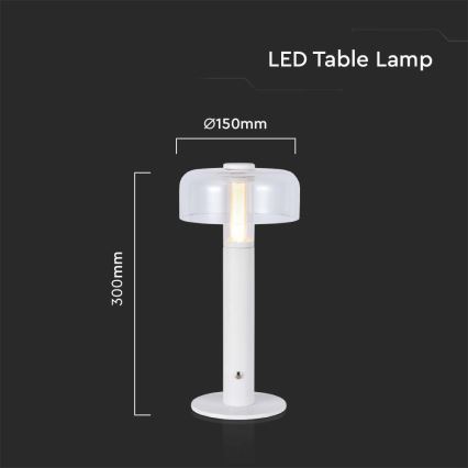 LED Lampe de table tactile rechargeable et à intensité variable LED/1W/5V 3000K 1800 mAh blanc