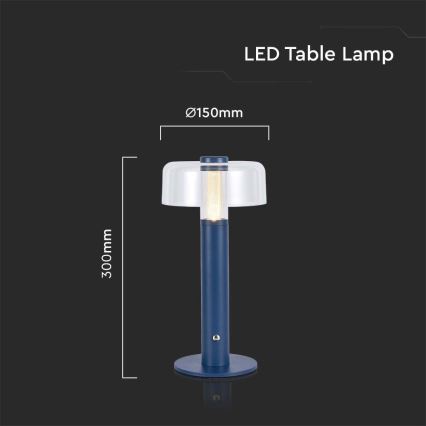 LED Lampe de table tactile rechargeable et à intensité variable LED/1W/5V 3000K 1800 mAh bleu