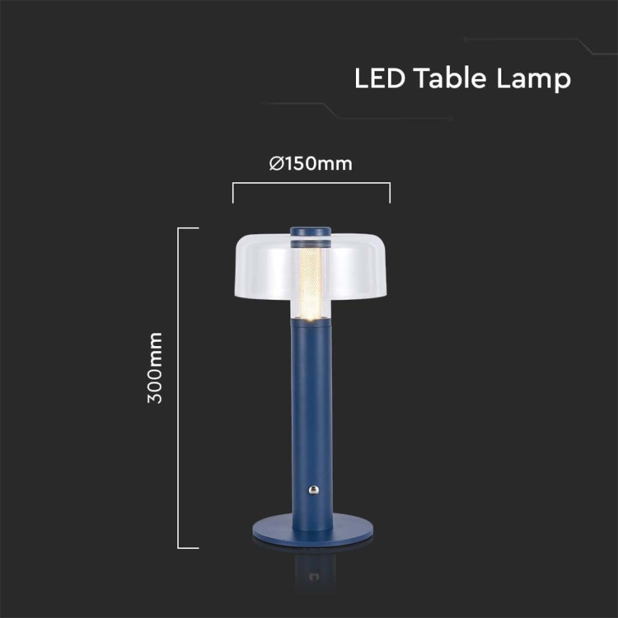 LED Lampe de table tactile rechargeable et à intensité variable LED/1W/5V 3000K 1800 mAh bleu