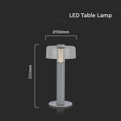 LED Lampe de table tactile rechargeable et à intensité variable LED/1W/5V 3000K 1800 mAh gris