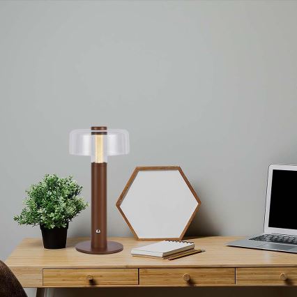 LED Lampe de table tactile rechargeable et à intensité variable LED/1W/5V 3000K 1800 mAh marron