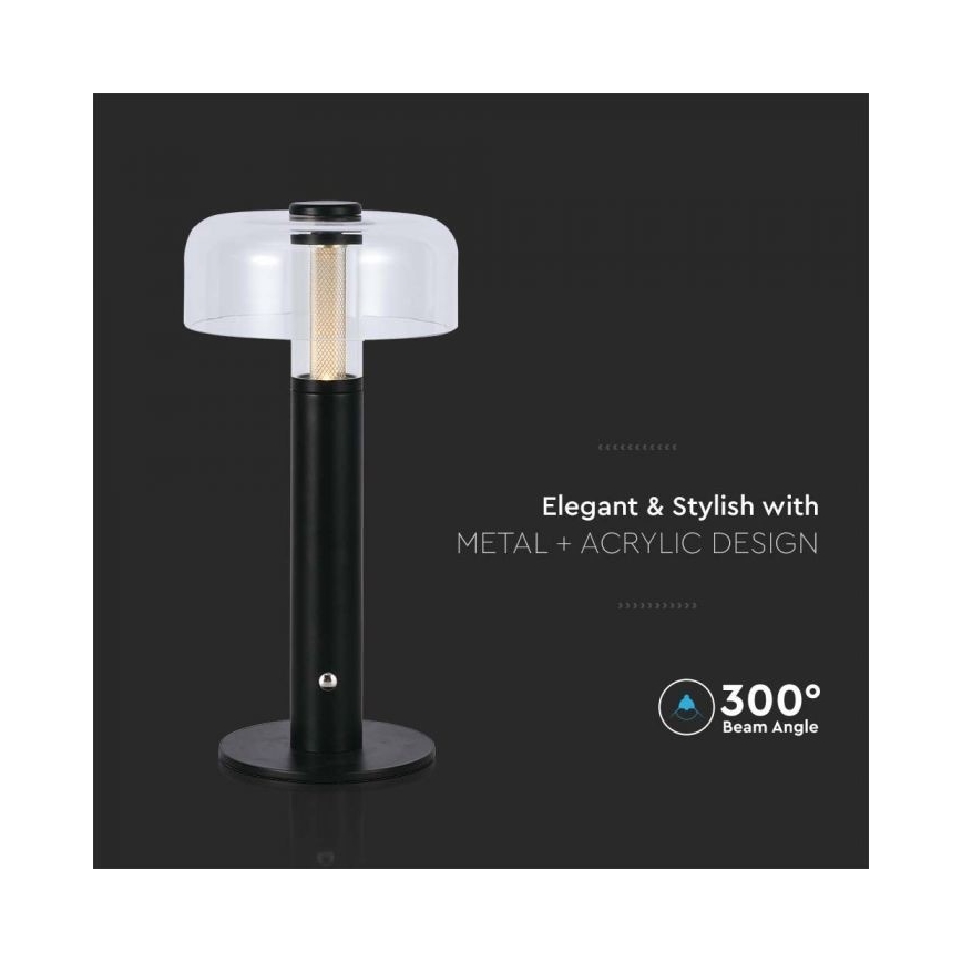 LED Lampe de table tactile rechargeable et à intensité variable LED/1W/5V 3000K 1800 mAh noir