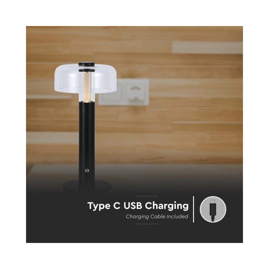 LED Lampe de table tactile rechargeable et à intensité variable LED/1W/5V 3000K 1800 mAh noir