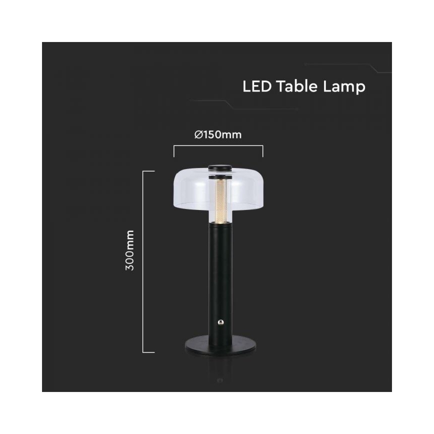 LED Lampe de table tactile rechargeable et à intensité variable LED/1W/5V 3000K 1800 mAh noir