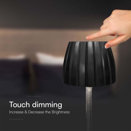 LED Lampe de table tactile rechargeable et à intensité variable LED/2,7W/5V 3000/4000/6000K 1800 mAh noir