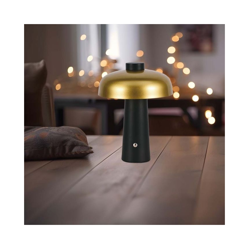 LED Lampe de table tactile rechargeable et à intensité variable LED/3W/5V 3000-6000K 1800 mAh noir/doré