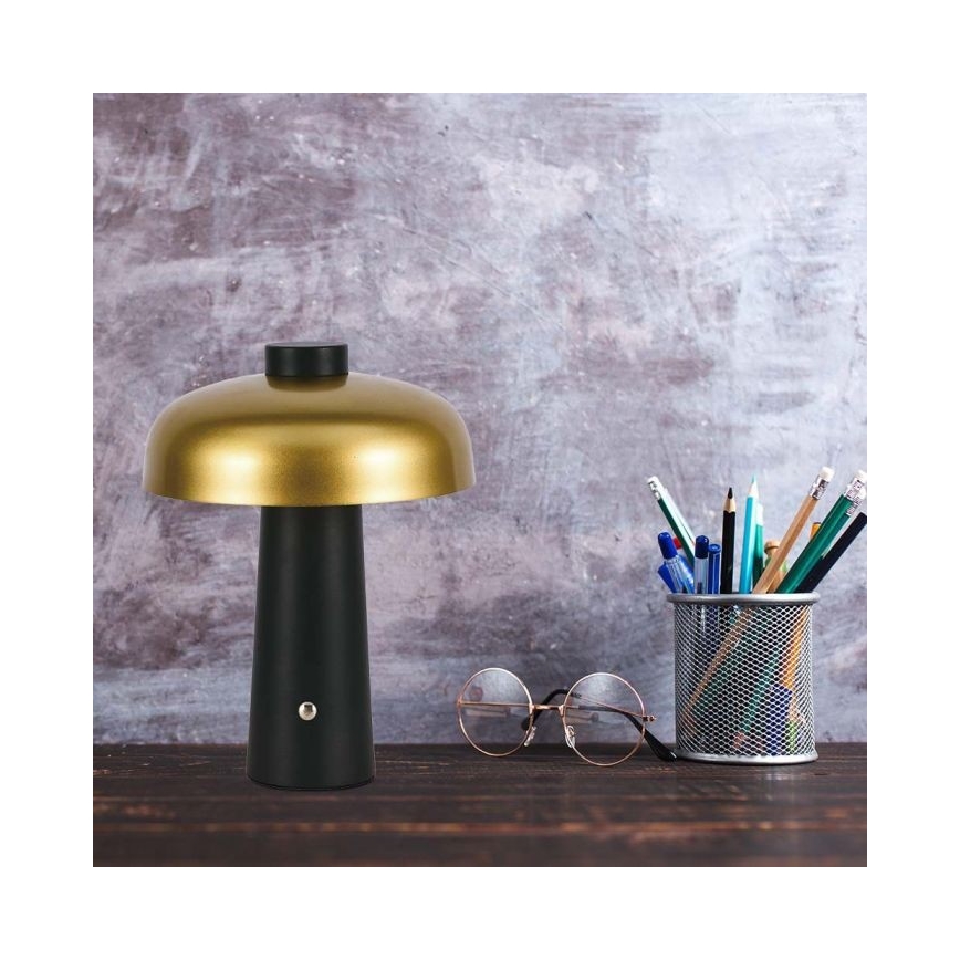 LED Lampe de table tactile rechargeable et à intensité variable LED/3W/5V 3000-6000K 1800 mAh noir/doré