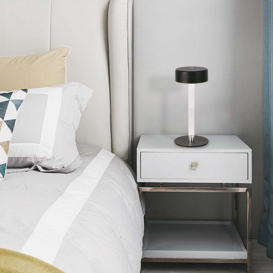 LED Lampe de table tactile rechargeable et à intensité variable LED/3W/5V 3000-6000K 2400 mAh noir