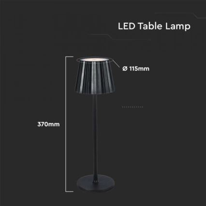 LED Lampe de table tactile rechargeable et à intensité variable LED/4W/5V 3000-6000K 1800 mAh noir