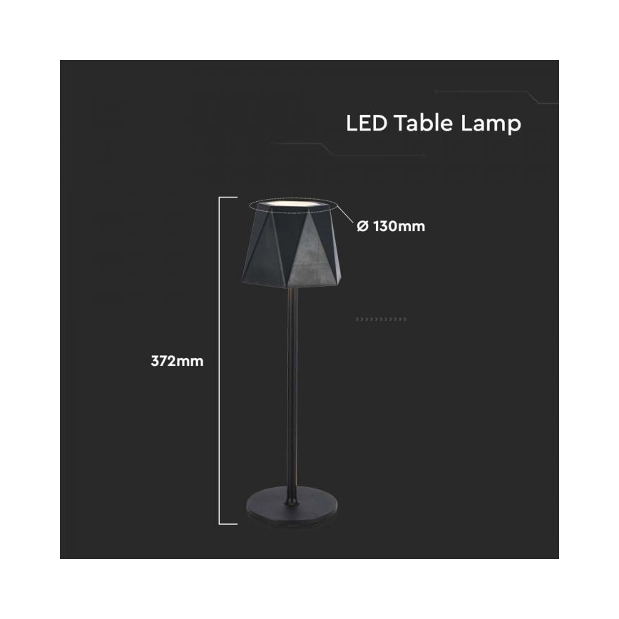 LED Lampe de table tactile rechargeable et à intensité variable LED/4W/5V 3000-6000K 1800 mAh noir