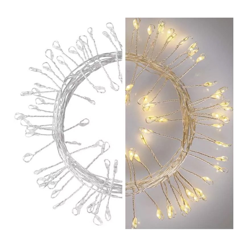 LED-lichtsnoer 100xLED/3xAA 2,7 m warm wit