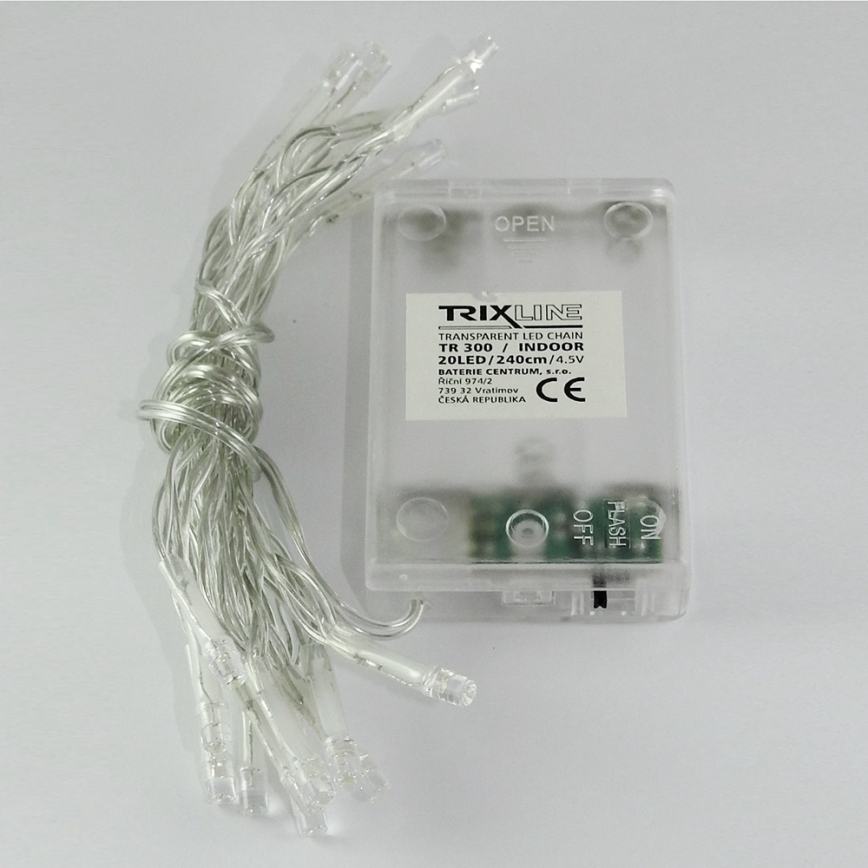 LED-lichtsnoer 20xLED/2 functies 2,4m koud wit