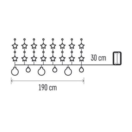 LED-lichtsnoer 20xLED/2xAA 2,2 m warm wit