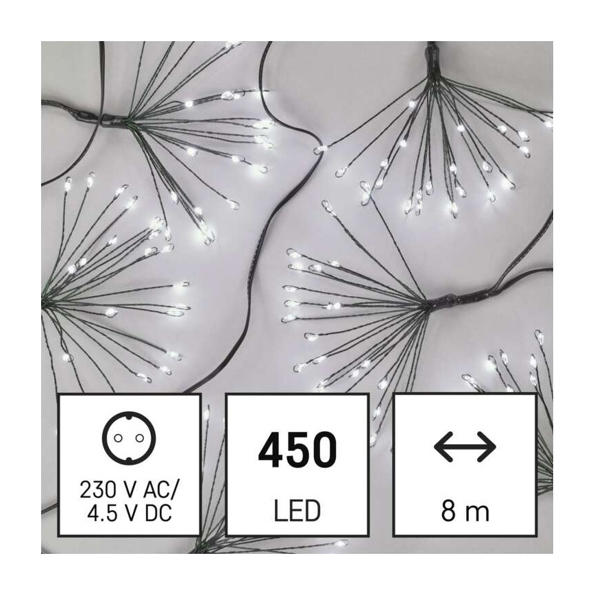 LED-lichtsnoer, 450 LEDs, 8+3 m, koud wit