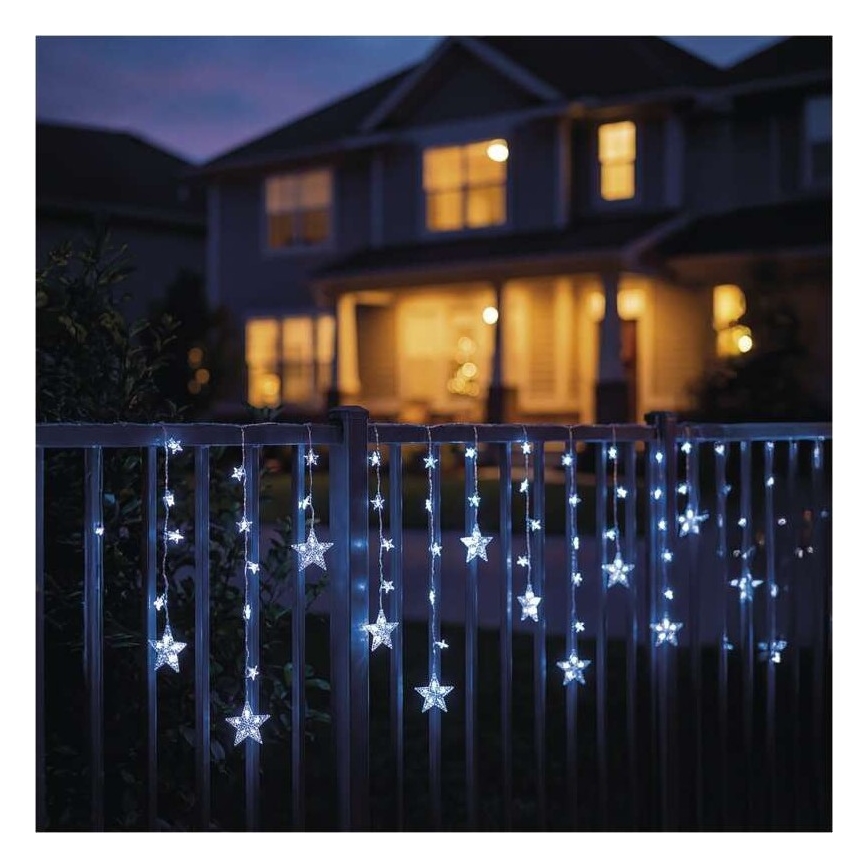 LED-lichtsnoer voor buiten 120xLED/8 functies 3xAA 1,7 m IP44 koel wit