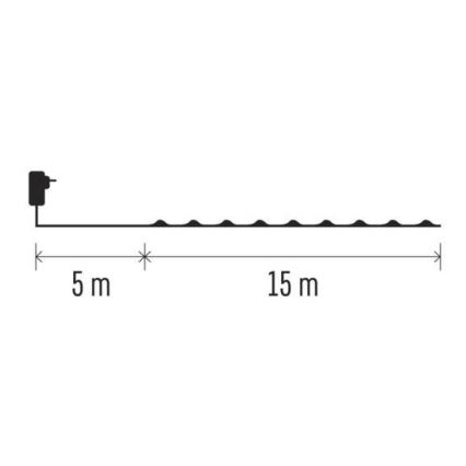 LED-lichtsnoer voor buiten, 150 LEDs / 20 m, IP44, koel wit