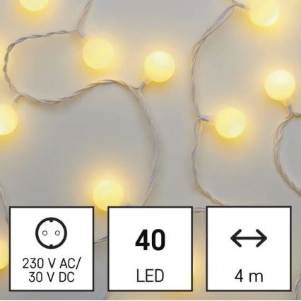 LED-lichtsnoer voor buiten 40xLED/9m IP44 warm wit