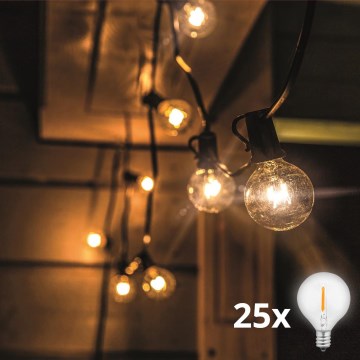 LED lichtsnoer voor buiten GIRLANDA 25xE12 20m IP44 warm wit