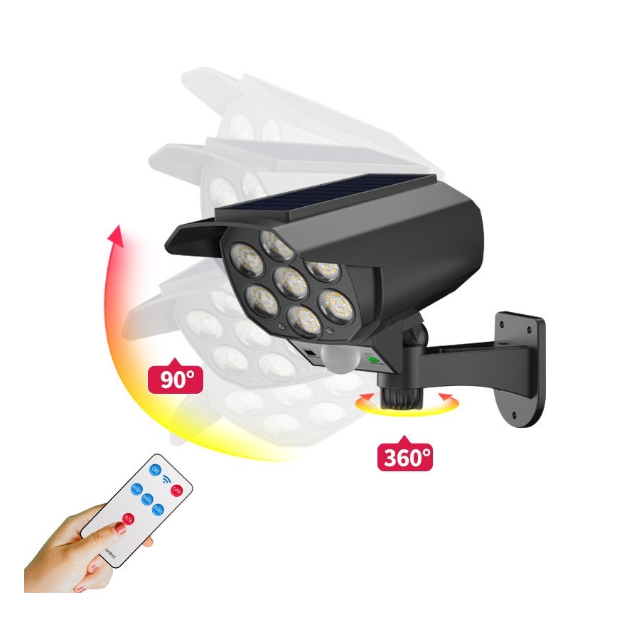 LED imitatie beveiligingscamera met sensor en zonnepaneel LED/5W/5,5V 800 mAh IP65 + afstandsbediening