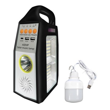 LED multifunctionele solarlamp met speaker en powerbank LED/5W/7200 mAh IP65