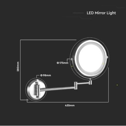 LED Muur cosmetische spiegel LED/3W/6V IP44