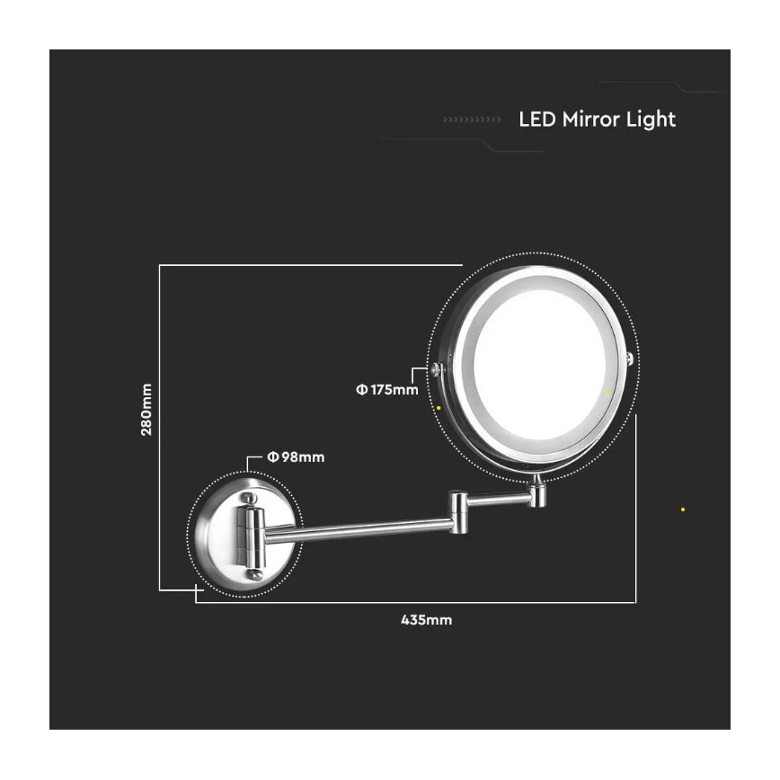 LED Muur cosmetische spiegel LED/3W/6V IP44