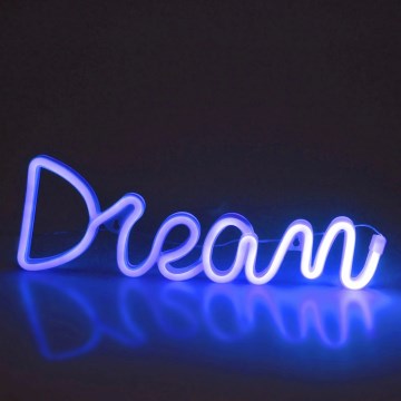 LED Neon-wanddecoratie DREAM LED/3W/3xAA USB blauw