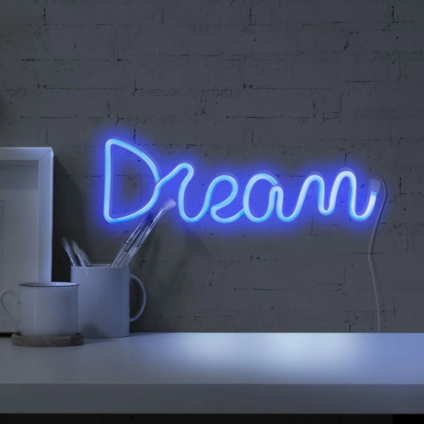 LED Neon-wanddecoratie DREAM LED/3W/3xAA USB blauw